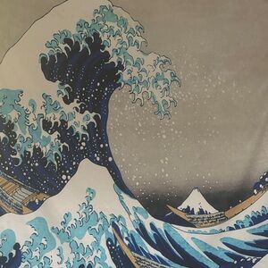 Blue and White Wave Wall Art Tapestry
